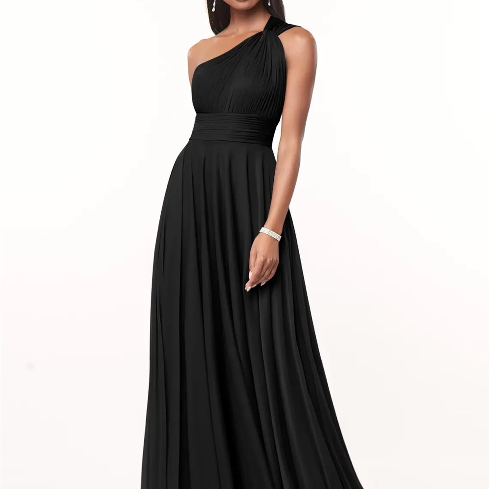 Azazie Beautiful Black One-Shoulder Dress